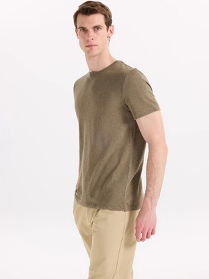 Fabrika Haki Erkek Slim Fit Flamlı T-Shirt F6SM-TST 2900