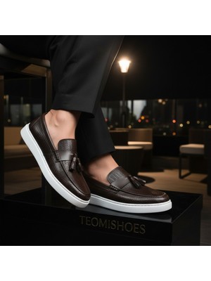 By Barretti Kahverengi Snake Beyaz Taban Loafer