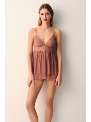 Suwen Vivienne Dantelli Şort Pijama Takımı