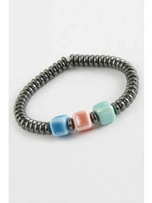 İsmiyle Al Cam & Hematit Doğaltaş Bileklik