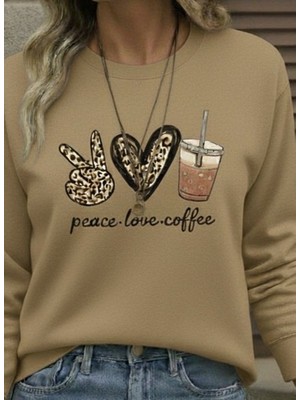 Sun&north Kadın Uzun Kollu Bisiklet Yaka Kalp Desenli Viskon Iki Iplik Bluz