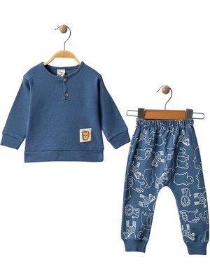 Celira Bluefeet Indigo Altı Baskılı Aslan Armalı Erkek Bebek Takım