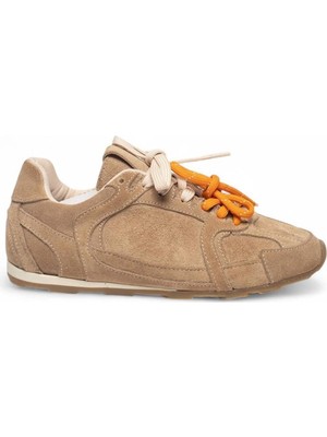 Celira Bluefeet Vizon Hakiki Deri Süet Çift Bağcıklı Kadın Spor Ayakkabı