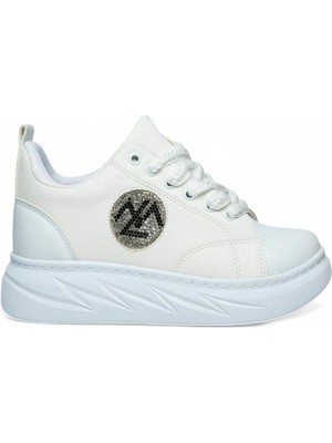 Celira Bluefeet Mdl Beyaz Bağcıklı Keten Kadın Spor Ayakkabı