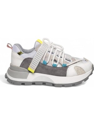 Celira Bluefeet Beyaz Multi Süet Cilt Bağcıklı Spor Ayakkabı