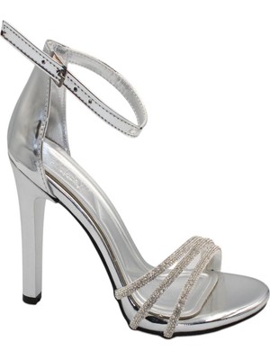 Celira Bluefeet Gümüş Kadın 10 cm Bilek Kemerli Topuklu Ayakkabı