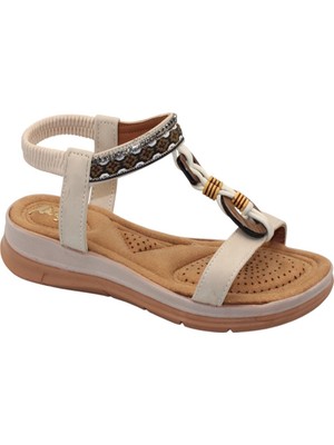 Celira Bluefeet Akç A27 Krem Günlük Kadın Sandalet Ayakkabı