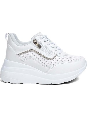 Celira Bluefeet Flt Beyaz Fermuarlı Bağcıklı Kadın Spor Ayakkabı