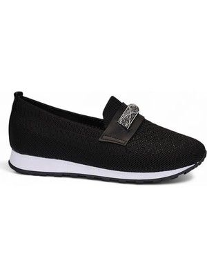 Celira Bluefeet Srt Siyah Triko Tokalı Kadın Babet Ayakkabı