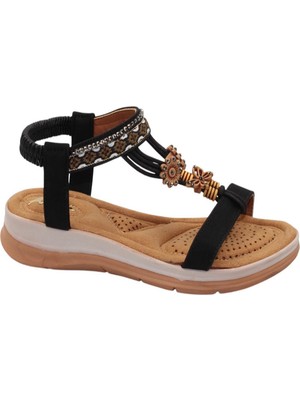 Celira Bluefeet Akç A25 Siyah Günlük Taşlı Kadın Sandalet Ayakkabı