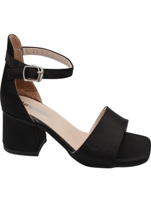 Celira Bluefeet Siyah Saten Kız Çocuk Topuklu Sandalet Ayakkabı