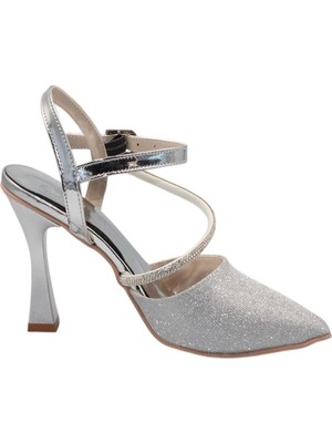 Celira Bluefeet Gümüş Taşlı Simli Klasik Topuk Kadın Ayakkabı