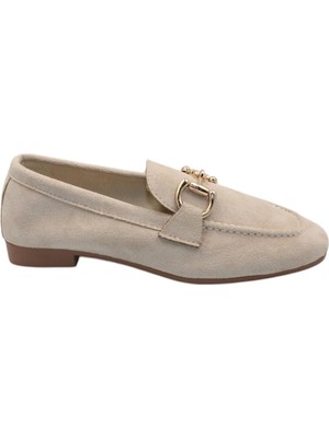 Celira Bluefeet Bej Kadın Tokalı Günlük Süet Babet Ayakkabı