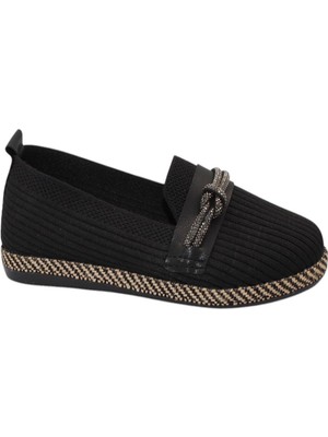 Celira Bluefeet Siyah Triko Taşlı Kadın Günlük Babet Ayakkabı