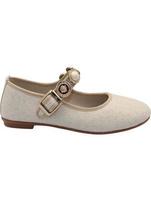 Celira Bluefeet Bej Kumaş Tokalı Bantlı Günlük Babet Ayakkabı