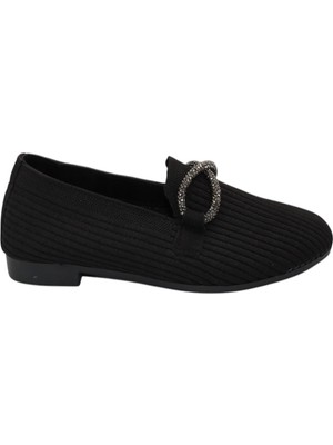 Celira Bluefeet Siyah Triko Taşlı Kadın Topuklu Babet Ayakkabı