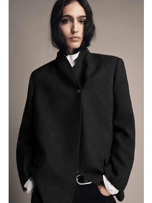 Açelya Okcu Premium Noar Balık Sırtı Yün Karışımlı Dokuma Ceket