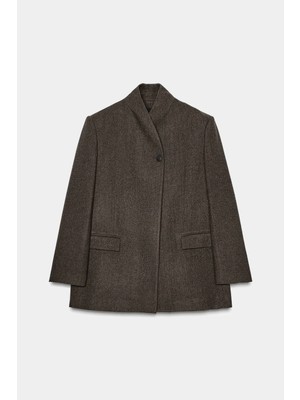 Açelya Okcu Premium Noar Balık Sırtı Yün Karışımlı Dokuma Ceket