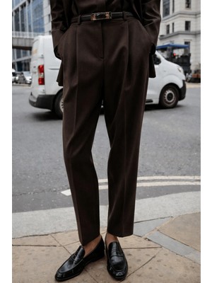 Açelya Okcu Premium Kybele Yüksek Bel Dokuma Straight Pantolon