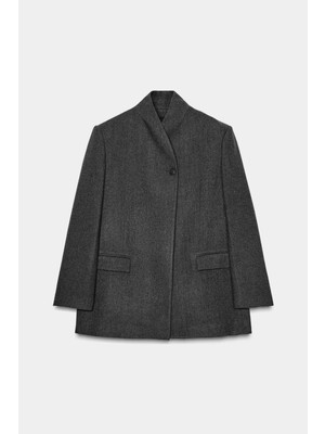 Açelya Okcu Premium Noar Balık Sırtı Yün Karışımlı Dokuma Ceket