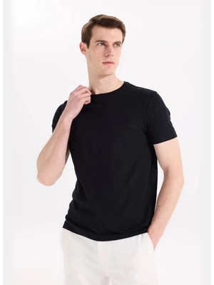 Fabrika Sarı Erkek Slim Fit Flamlı T-Shirt F6SM-TST 2900