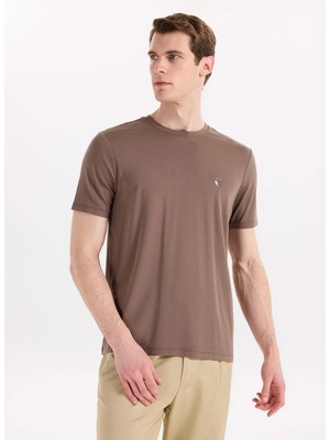 Fabrika Bisiklet Yaka Düz Haki Erkek T-Shirt F6SM-TST 2132