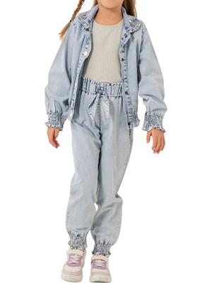 Celira Bluefeet Haki Kot Pantolonlu Ceketli Kız Çocuk Takım 6-9 Yaş