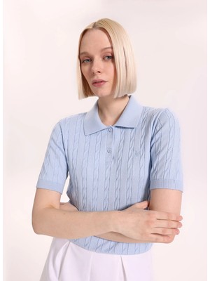 Fabrika Mavi Kadın Regular Fit Saç Örgü Kazak F6SL-KZK0117