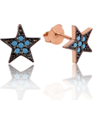 İlk El Grup 925 Ayar Gümüş Mavi Taşlı Yıldız Çivili Küpe EA1160070 (72)