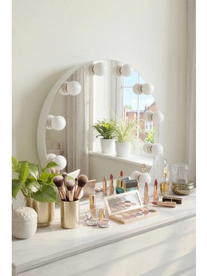 Onetick Nostalji Hollywood Tarzı 10'lu Makyaj Aynası Beyaz LED Işıklı Lamba