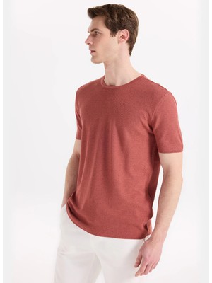 Fabrika Kahverengi Erkek Bisiklet Yaka Regular Fit Jakarlı Kazak F6SM-KZK 2622