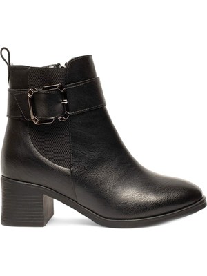 Hkursat Bluefeet Siyah Femuarlı Topuklu Tokalı Günlük Kadın Bot