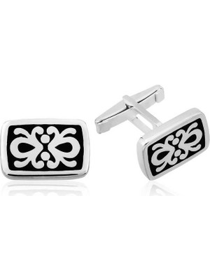 İlk El Grup 925 Ayar Gümüş Osmanlı Desenli Kol Düğmesi T4658 (72)