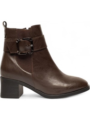 Hkursat Bluefeet Kahve Femuarlı Topuklu Tokalı Günlük Kadın Bot