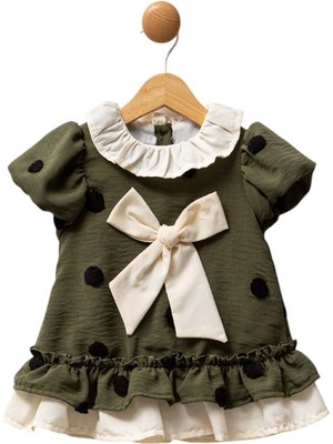 Celira Bluefeet Yeşil Bebek Elbise Puantiyeli Fiyonk Detaylı 3-18 Ay