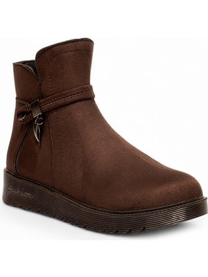 Hkursat Bluefeet Dvm Süet Kahve Fermuarlı Kadın Kışlık Bot NSB518