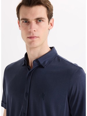 Fabrika Lacivert Erkek Slim Fit Gömlek F6SM-GML 2605