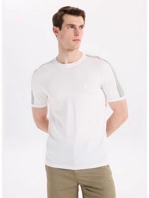 Fabrika Beyaz Erkek Bisiklet Yaka Slim Fit Kazak F6SM-KZK 2625
