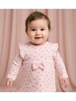 Nurhas Kız Bebek Çiçek Desenli Fiyonklu Ikili Takım