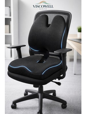Viscowell Visco Araç Ofis Koltuk Sandalye Bel Destek Minderi ve Visco Oturma Minderi