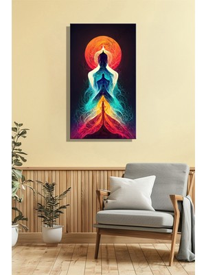 Şehber Panoramik Dikey Kanvas Duvar Tablosu Tekli Salon Mutfak Yatak Odası Ofis Kundalini Çakra