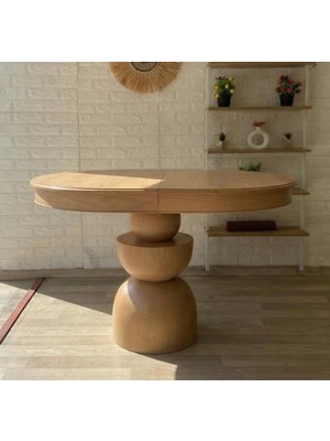 Silla Concept Boğum Ayaklı Masa Ahşap Oval Naturel Renkli Açılır Masa (Boy 90 Cm/en 130 Cm)