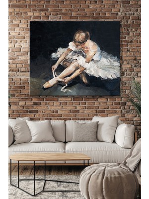 Şehber Yatay Yağlı Boya Dokulu Kanvas Duvar Tablosu Tekli Balerin Salon Mutfak Yatak Odası Ofis