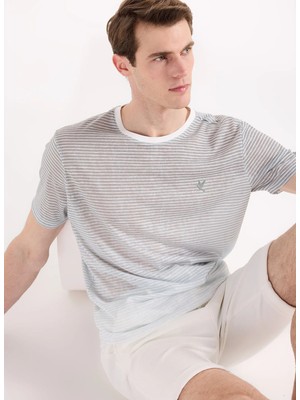 Fabrika Haki Erkek Relaxed Çizgili T-Shirt F6SM-TST 2070