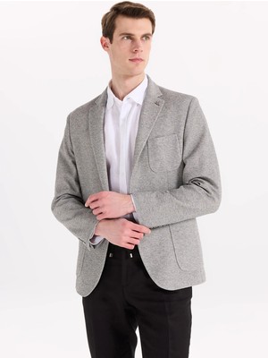 Fabrika Beyaz Erkek Slim Fit Melanj Ceket Ceka- Jersey