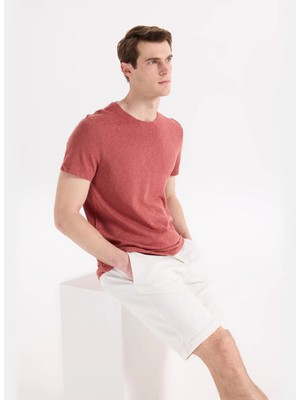 Fabrika Kiremit Erkek Slim Fit Flamlı T-Shirt F6SM-TST 2900