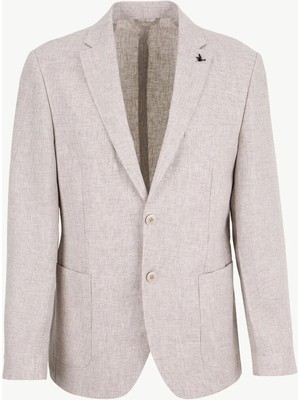 Fabrika Slim Fit Bej Erkek Düz Ceket Napoli- Ft- 2- Aç