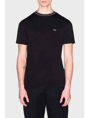 Armani Exchange Logolu Regular Fit Şerit Detaylı Bisiklet Yaka T Shirt Erkek T Shirt XM002484 AF21936 UC001