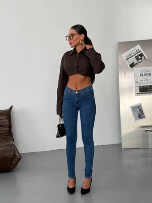 Herton Yüksek Bel Likralı Skinny Jean