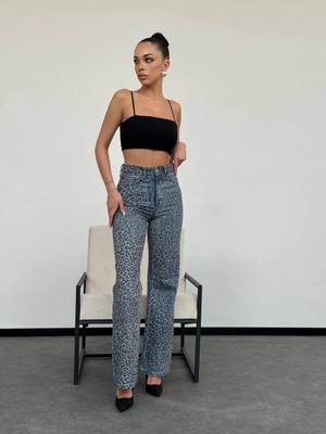 Herton Desenli Yüksek Bel Denim